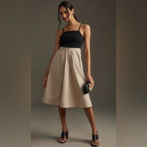 NWT Anthropologie Maeve Sleeveless Rib Poplin Twofer Midi Dress Size M